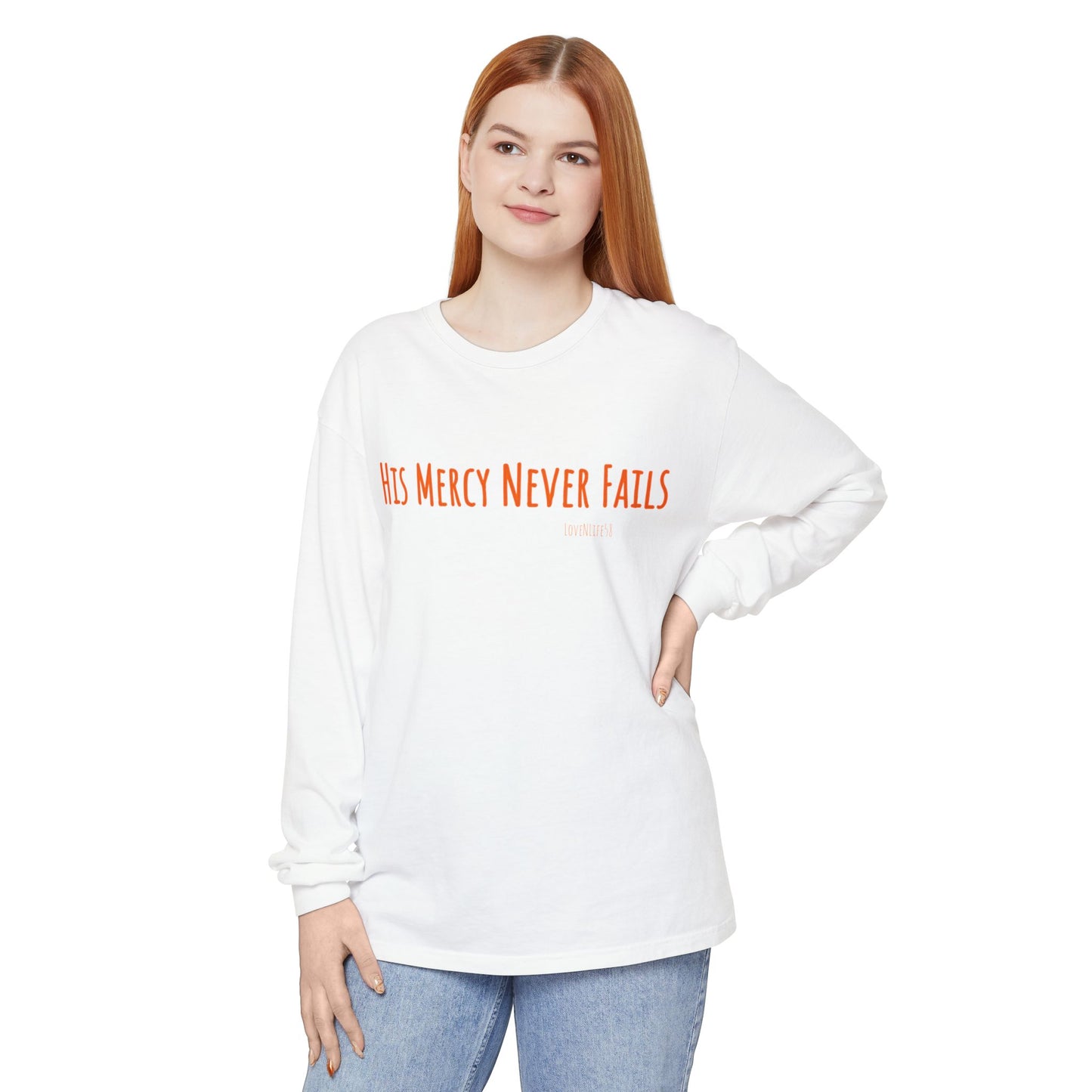 His Mercy Never Fails Tee - Comfort Colors Long Sleeve