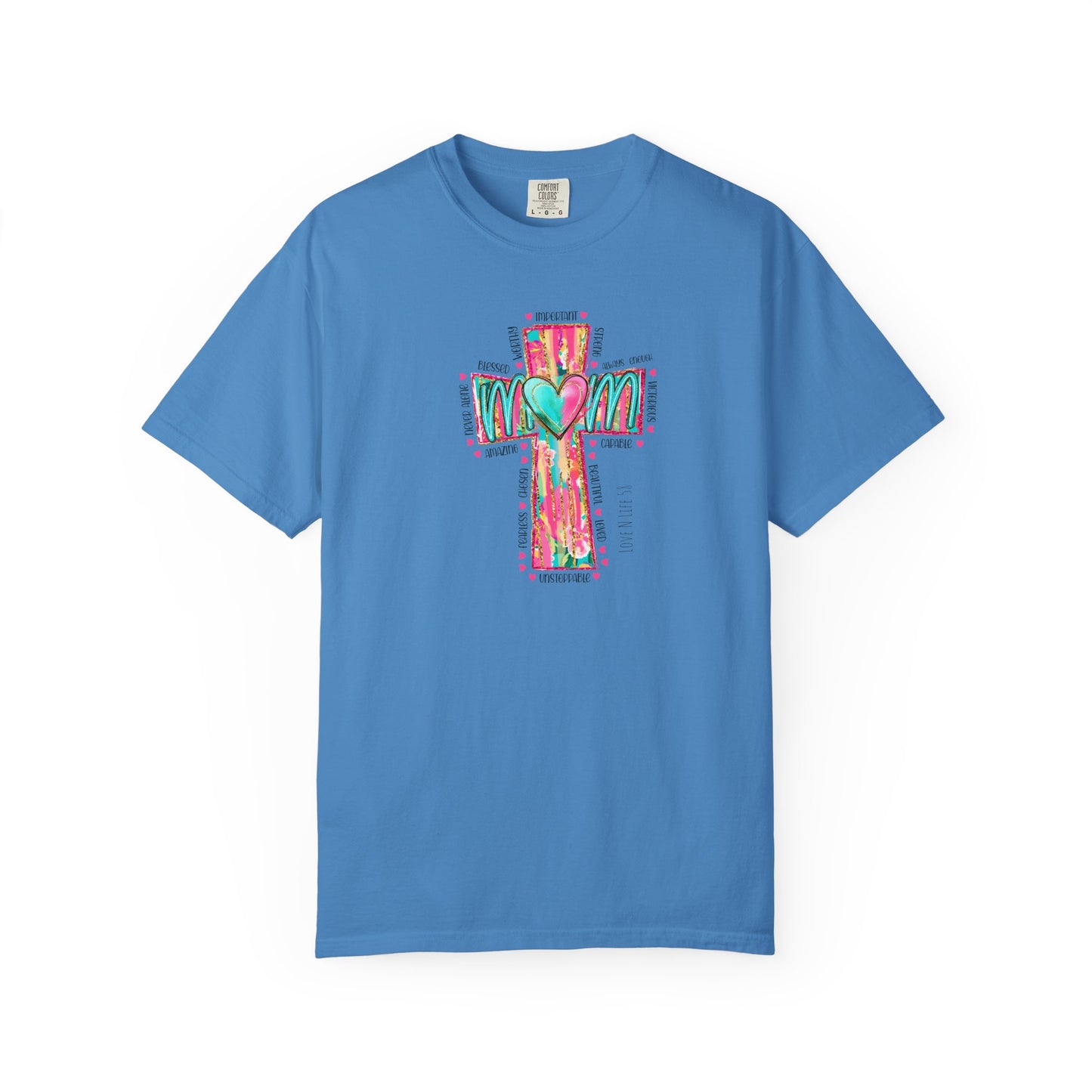 Colorful ‘Mom’ Cross Unisex Garment-Dyed T-shirt Color Comforts