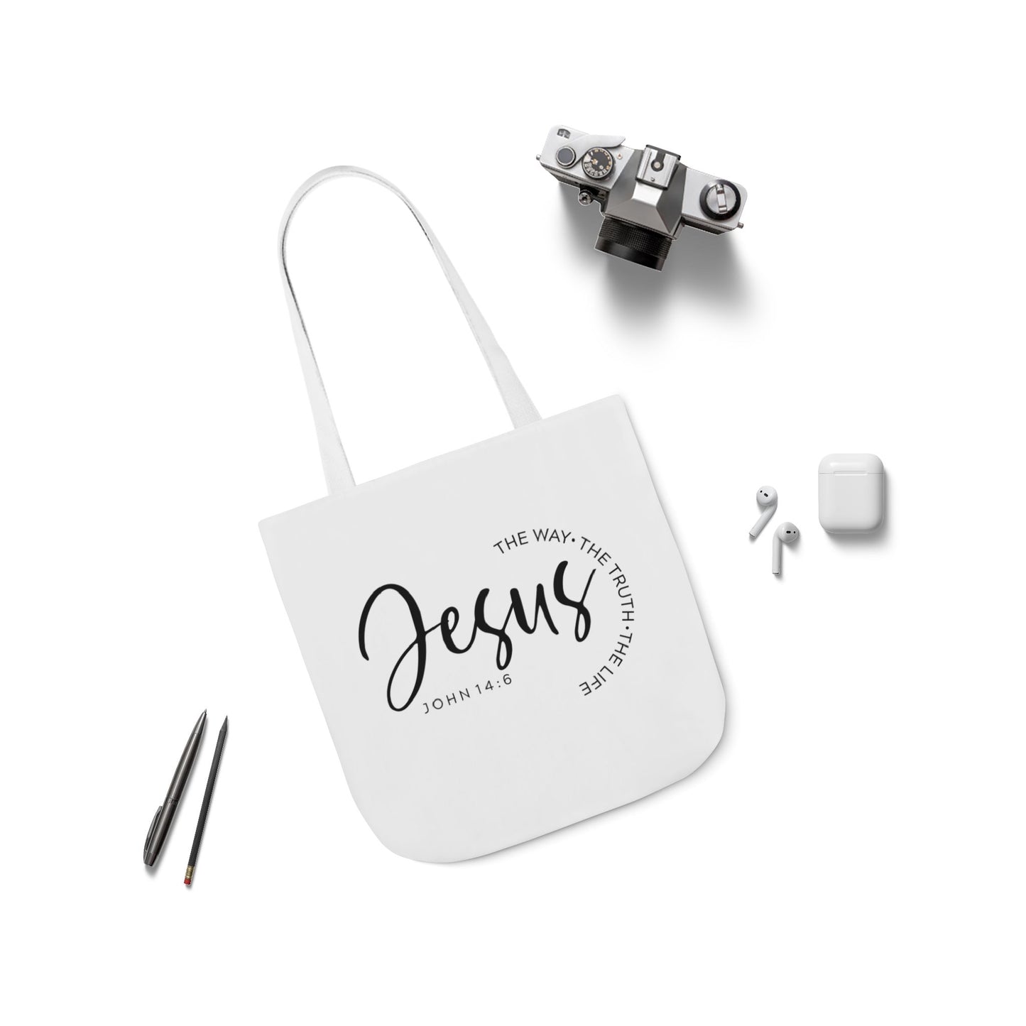 Inspirational Canvas Tote Bag - Faithful Design, Jesus Quote