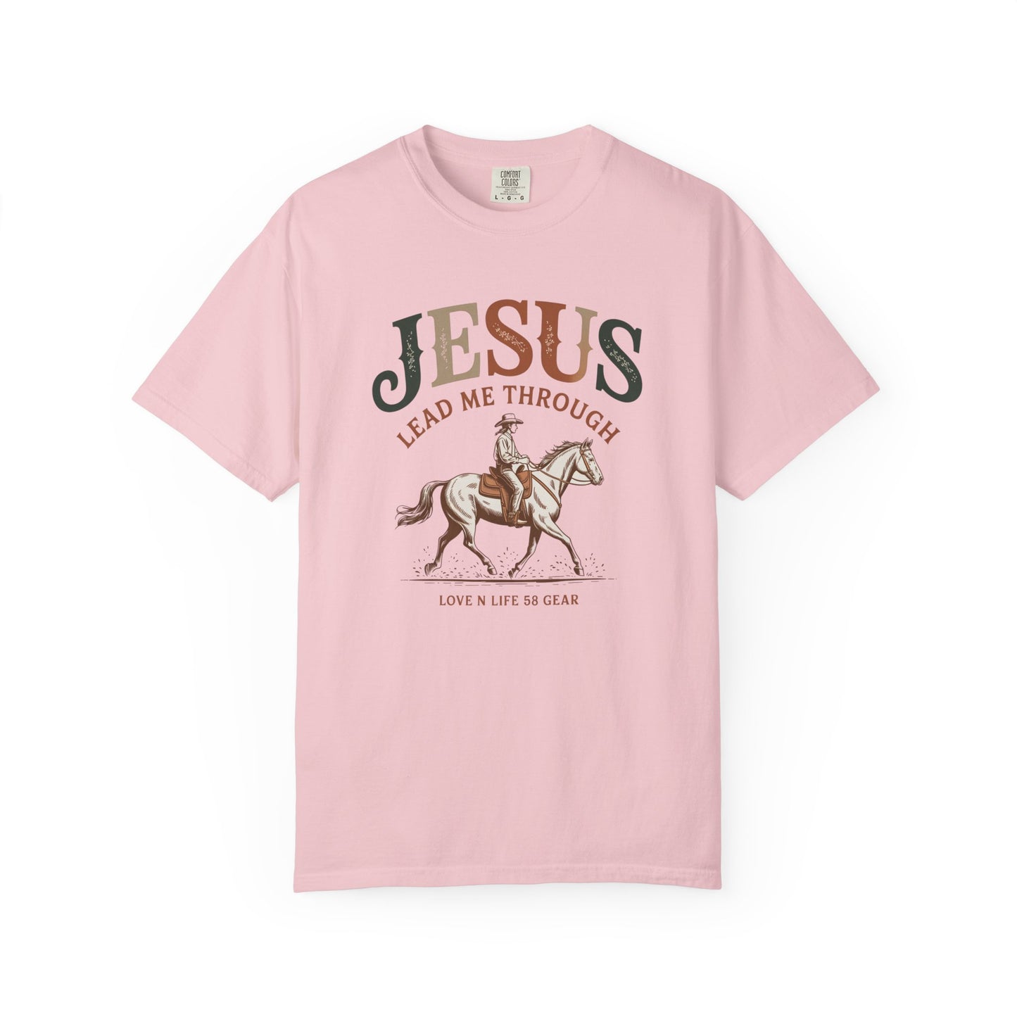 Jesus Lead Me Through Short Sleeve Tee — Christian Cowgirl Faith Tee