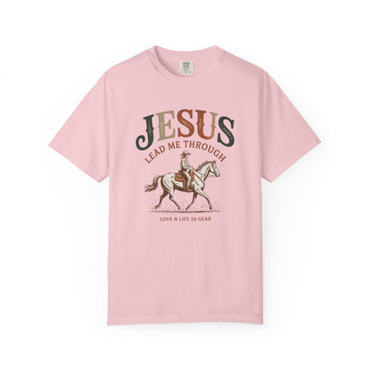 Jesus Lead Me Through Short Sleeve Tee — Christian Cowgirl Faith Tee