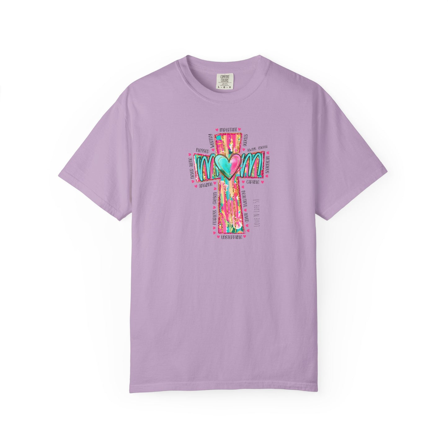 Colorful ‘Mom’ Cross Unisex Garment-Dyed T-shirt Color Comforts