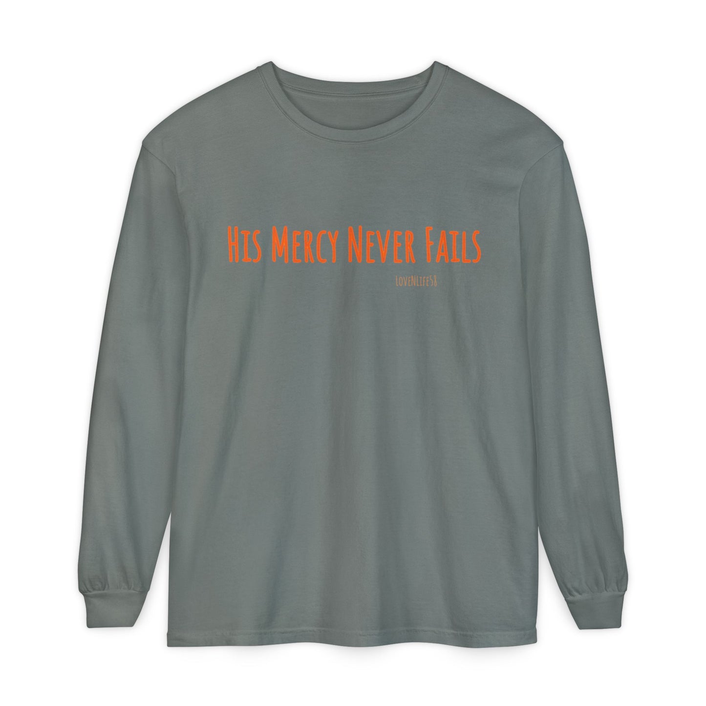 His Mercy Never Fails Tee - Comfort Colors Long Sleeve