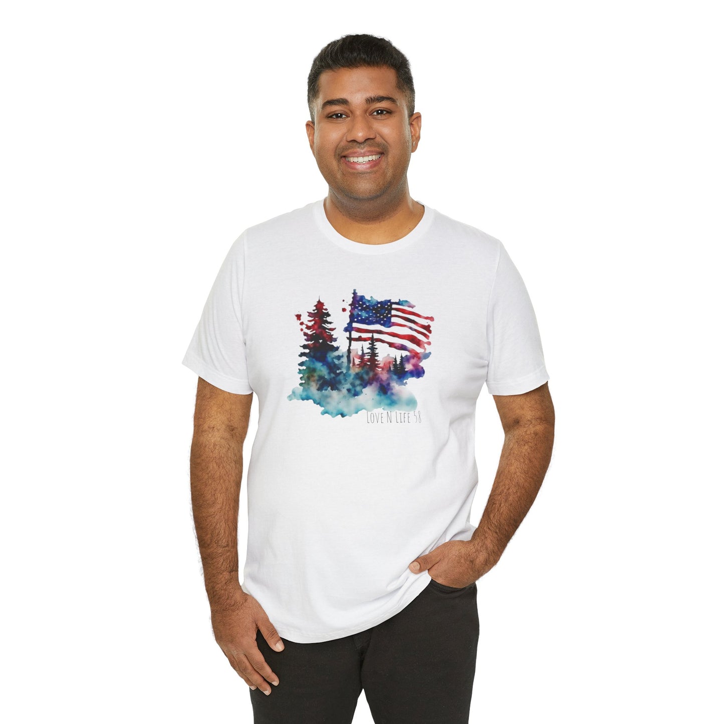American Flag Patriotic LoveNLife58 Tee - Bella Canvas