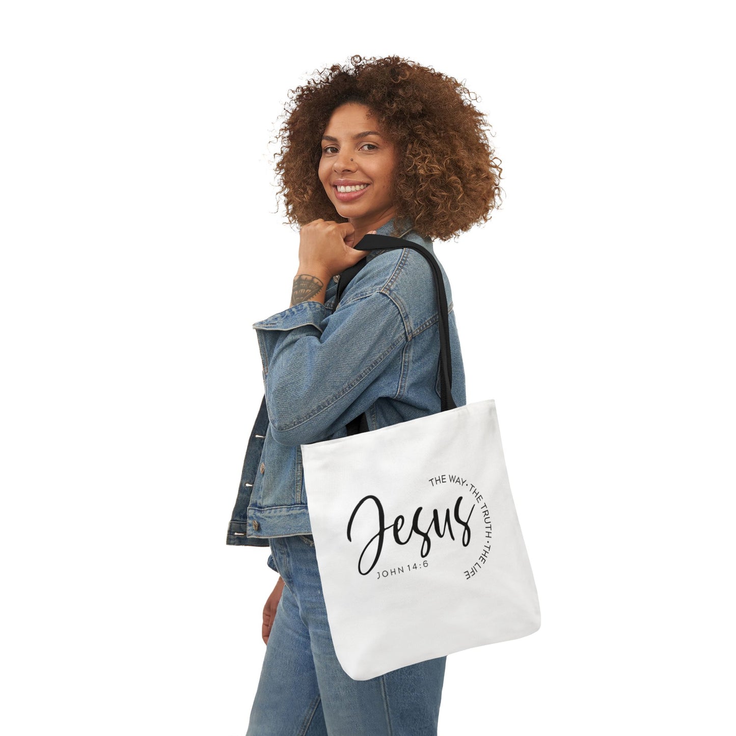 Inspirational Canvas Tote Bag - Faithful Design, Jesus Quote