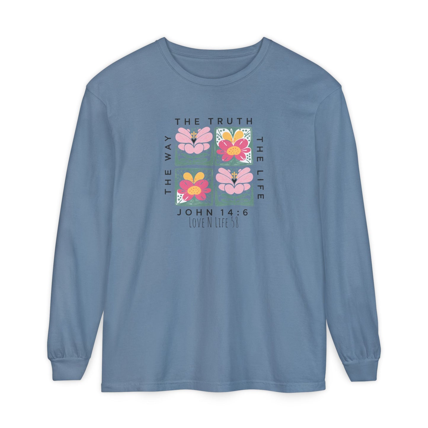 John 14:6 Floral Long Sleeve Tee — The Way, The Truth, The Life