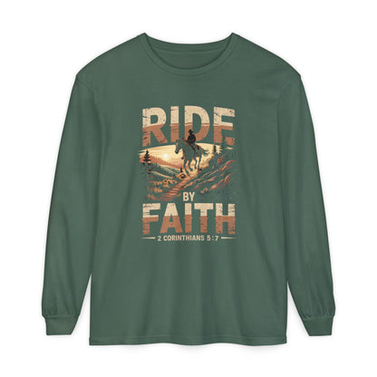 Ride by Faith Long Sleeve Unisex Christian Horseback Inspirational Tee