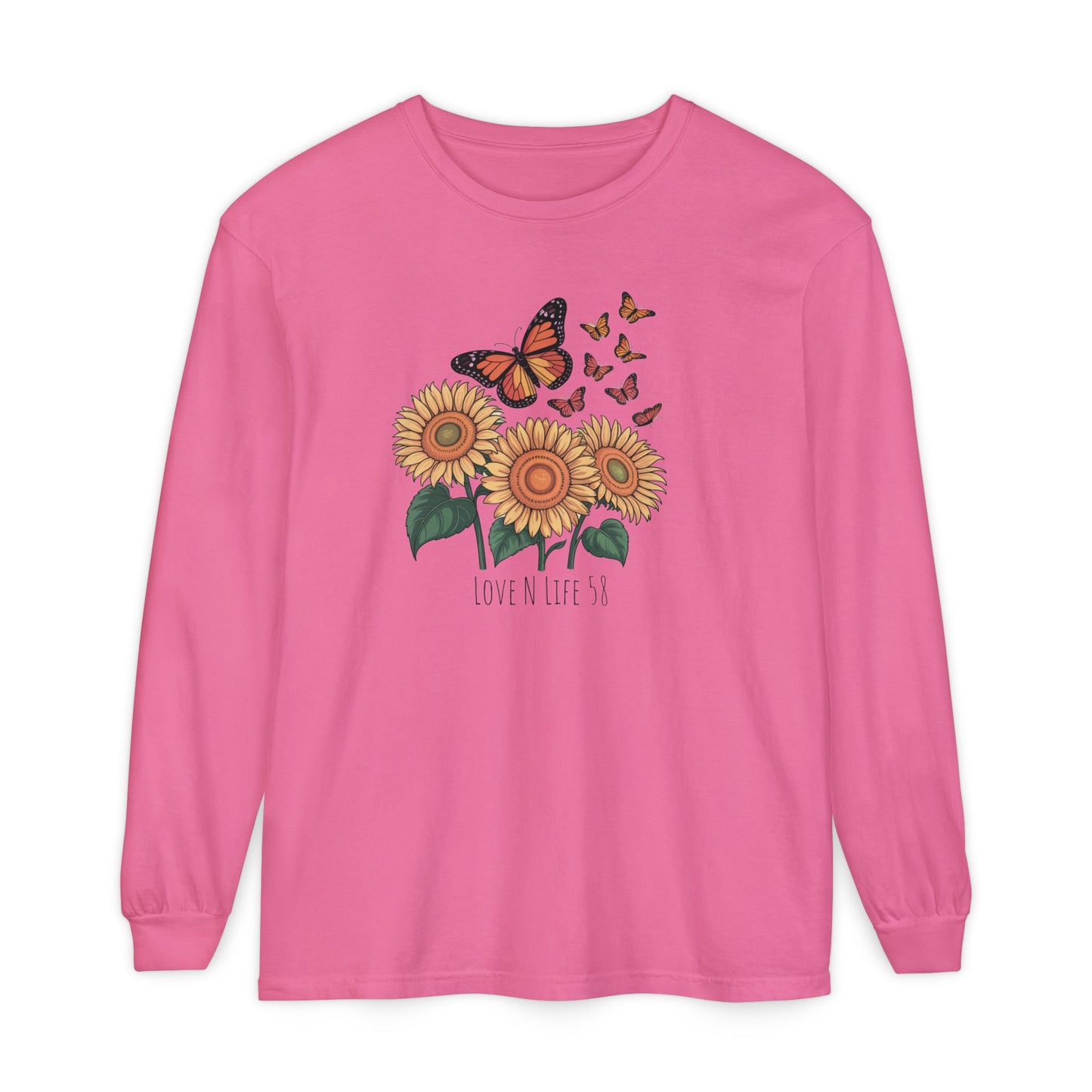 Butterflies and Sunflowers Long Sleeve Tee