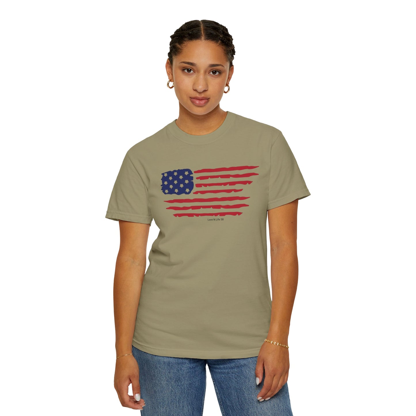 Patriotic Flag Love USA Tee - Comfort Colors