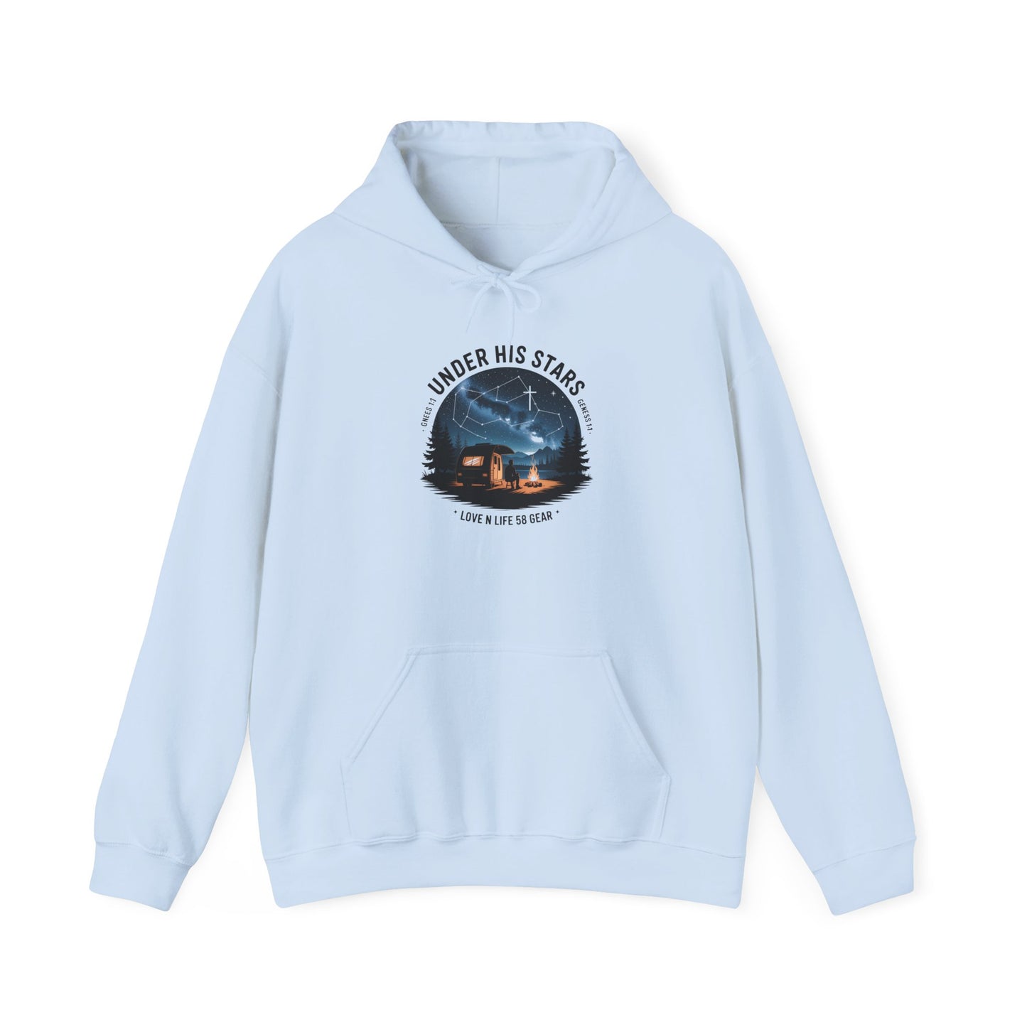 "Under His Stars" Scenic Night Sky Camping Hoodie