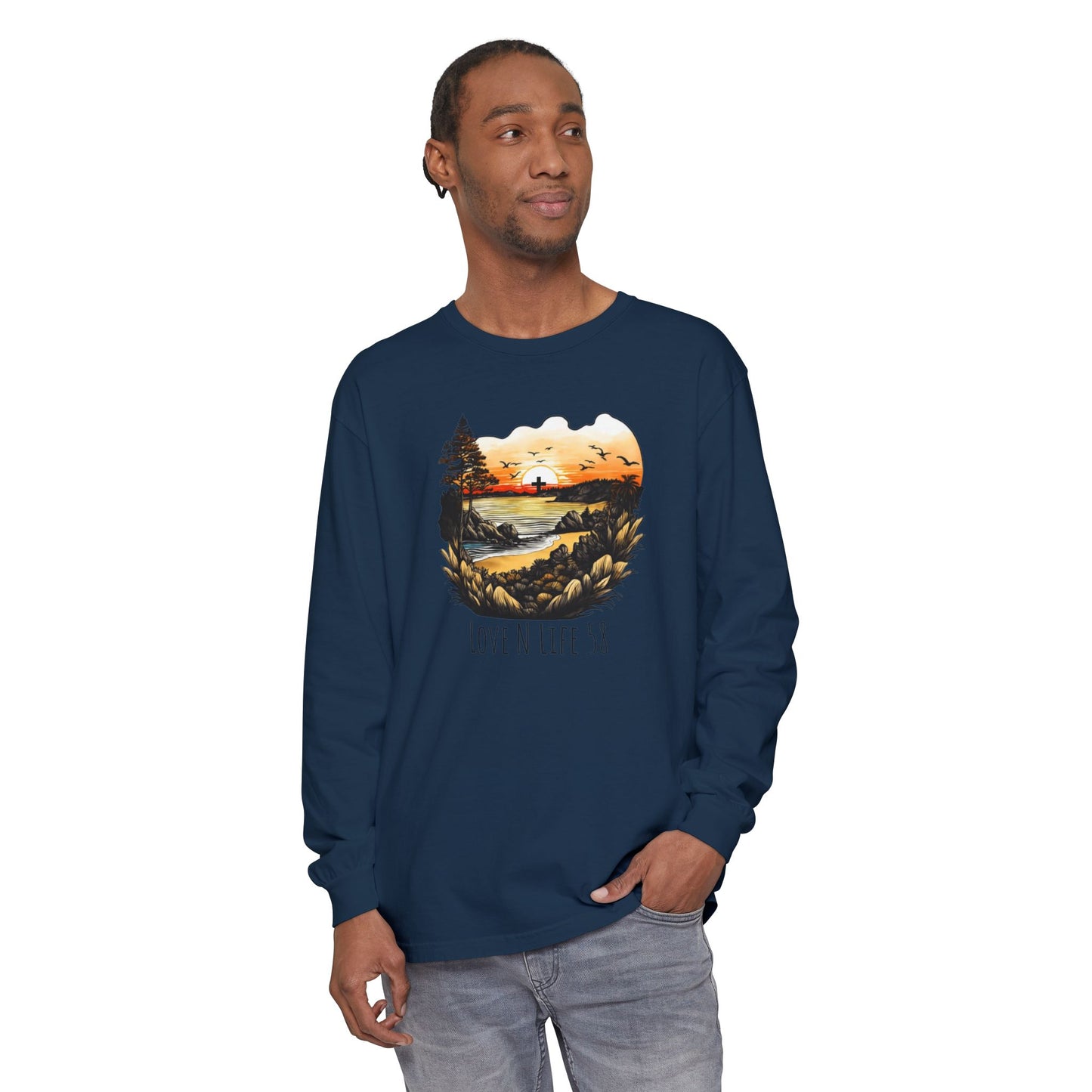 Sunset Cross - Comfort Colors Long Sleeve