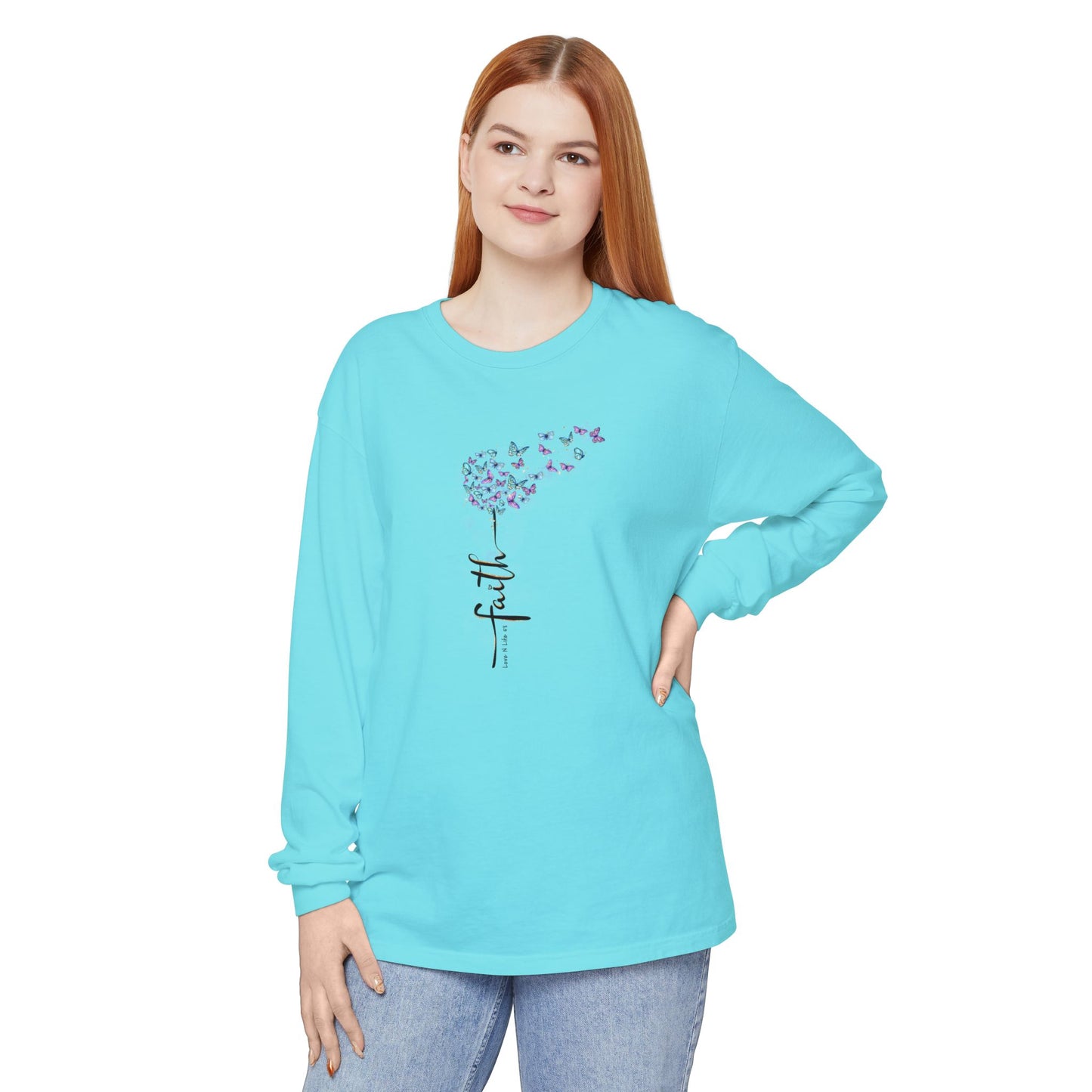 Faith Butterflies - Comfort Colors Long Sleeve