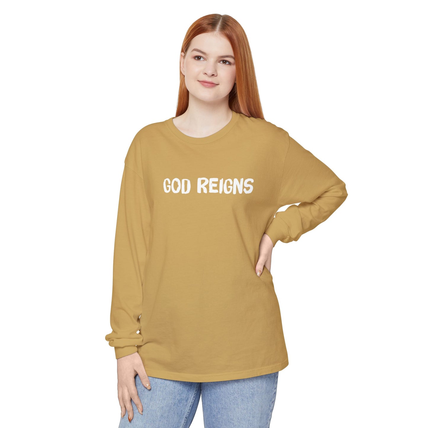 GOD REIGNS- Comfort Colors Long Sleeve