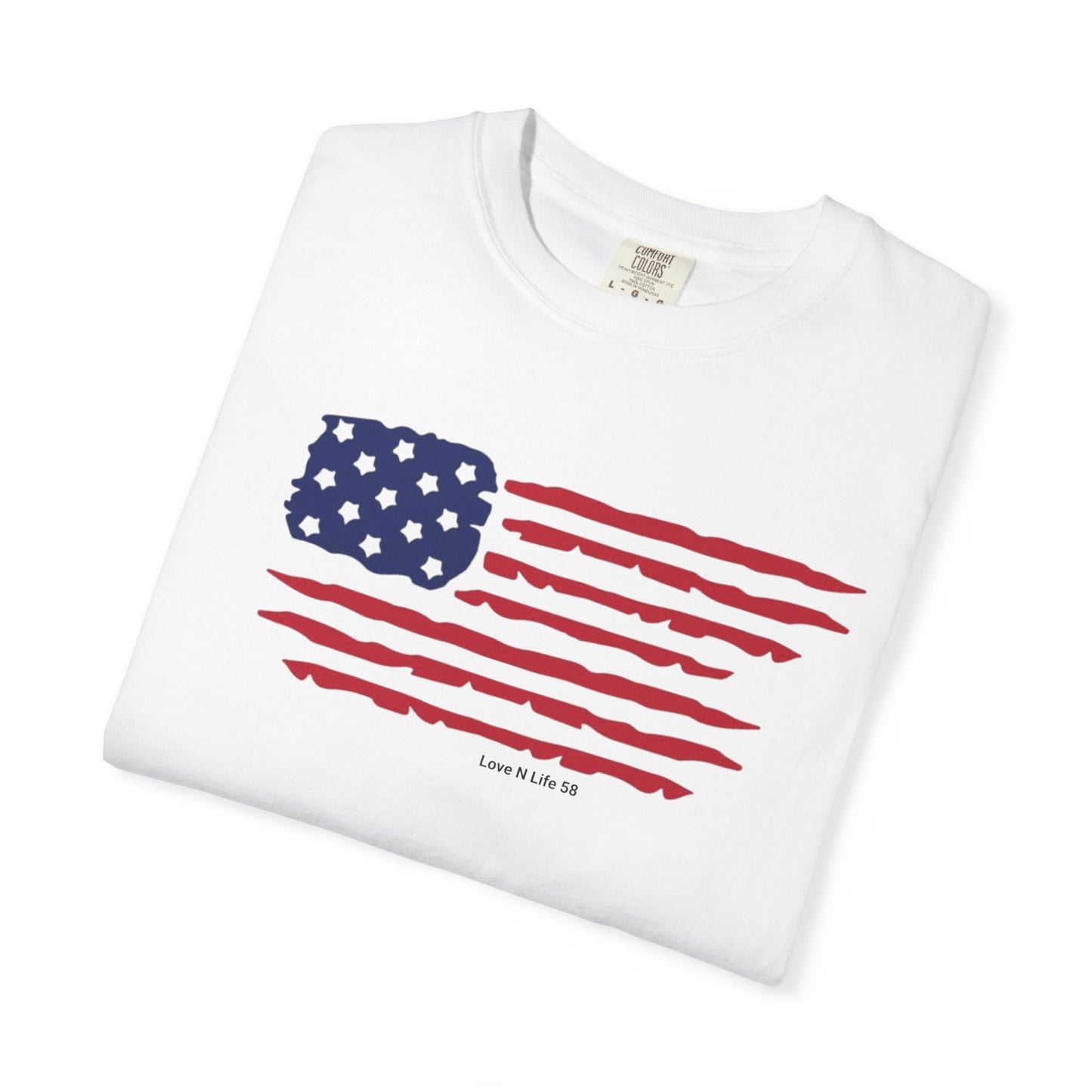 Patriotic Flag Love USA Tee - Comfort Colors
