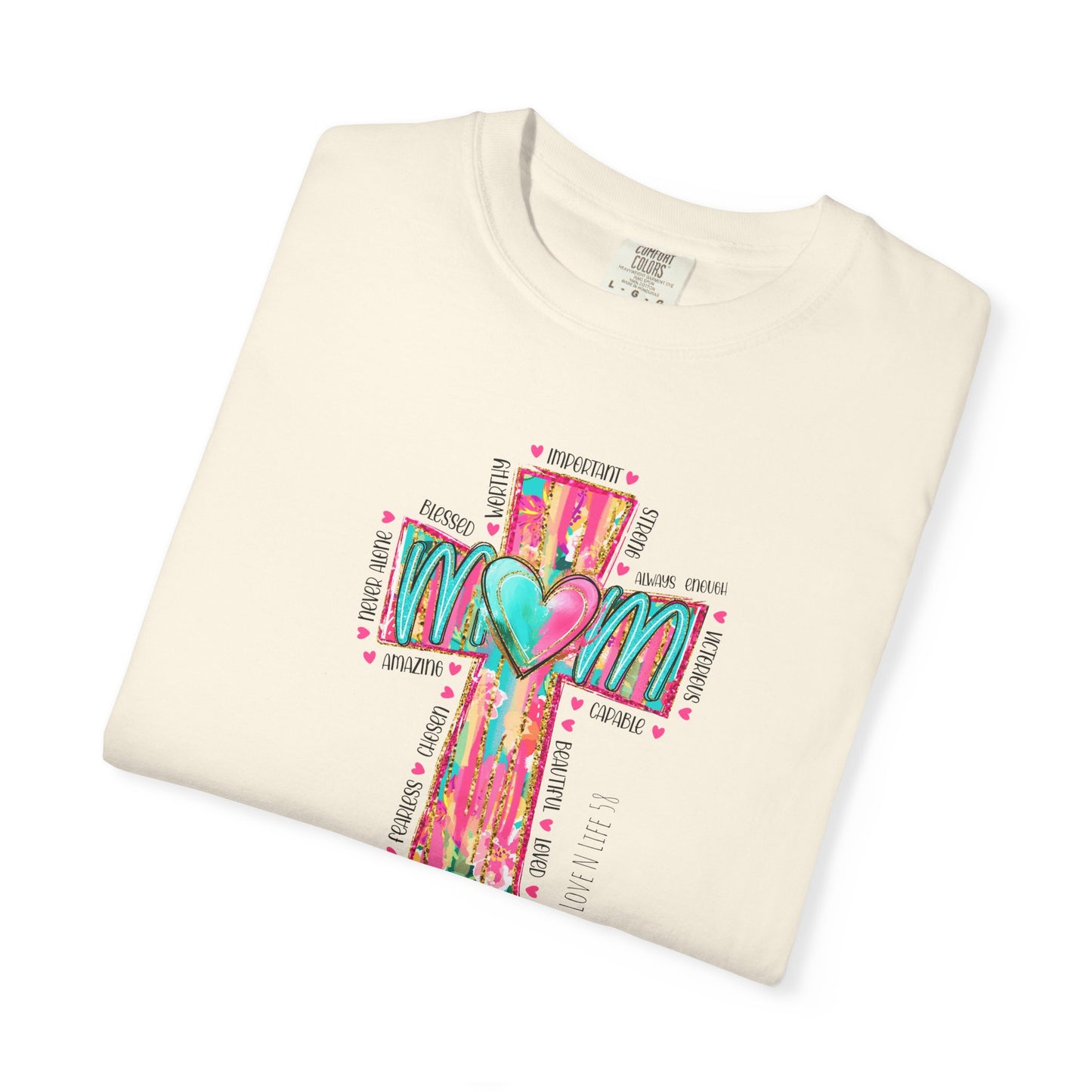 Colorful ‘Mom’ Cross Unisex Garment-Dyed T-shirt Color Comforts