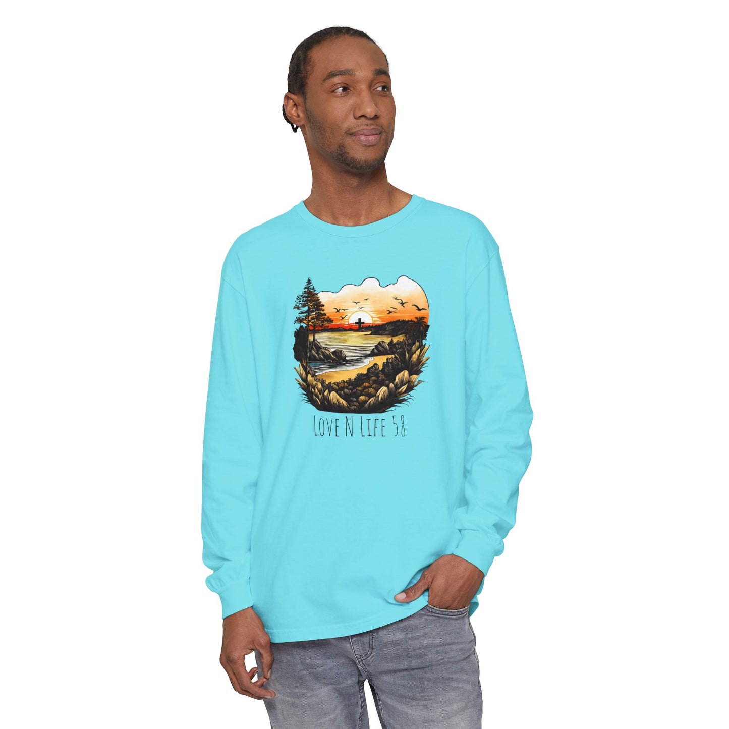 Sunset Cross - Comfort Colors Long Sleeve
