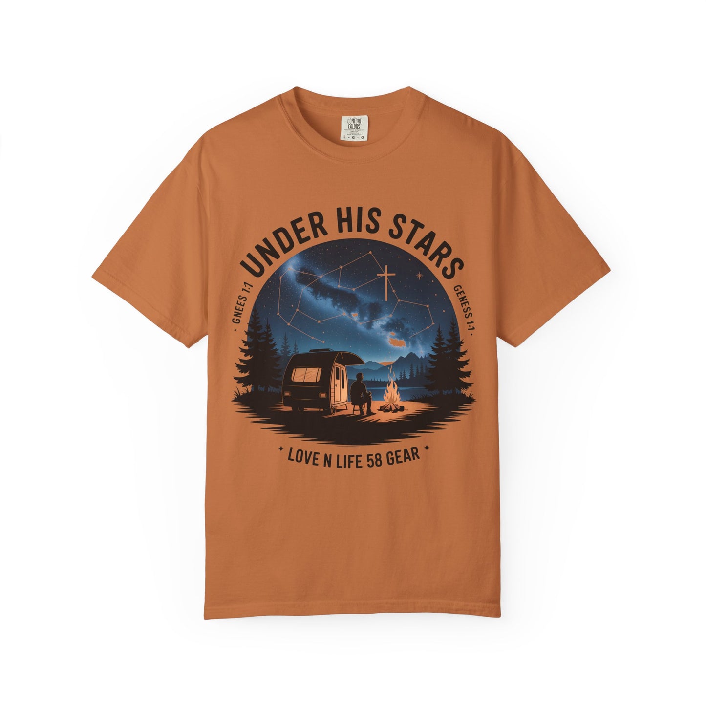 Under His Stars Short Sleeve Camping RV Tee