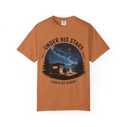 Under His Stars Short Sleeve Camping RV Tee