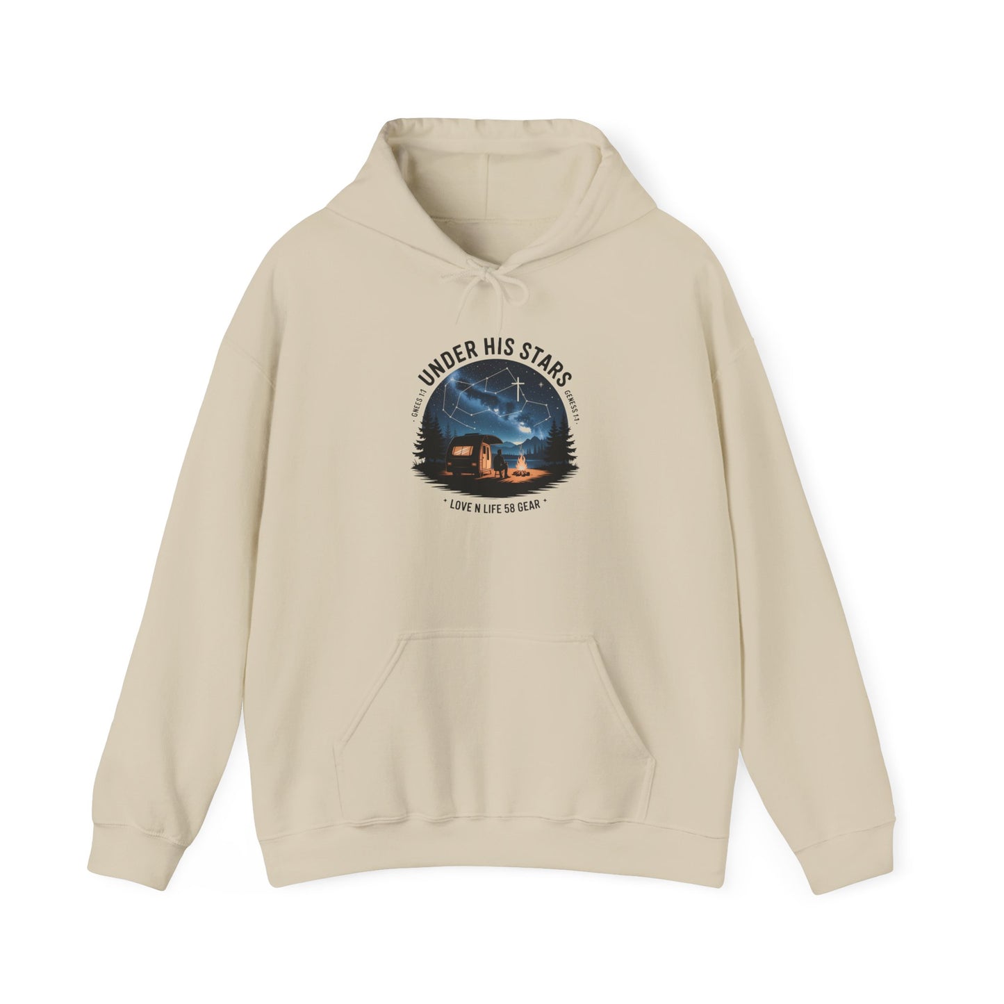 "Under His Stars" Scenic Night Sky Camping Hoodie