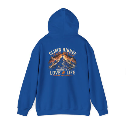 Mountain Climbing Hoodie — "Climb Higher, Trust Deeper" Adventure Pullover