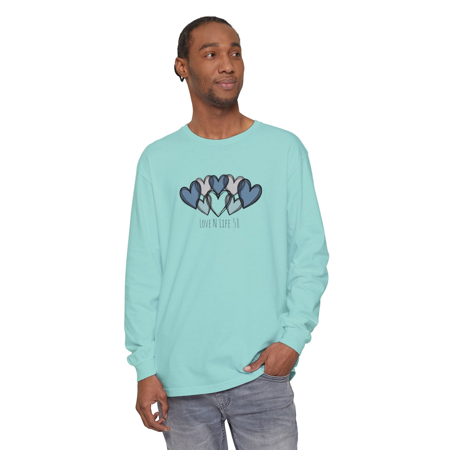 Hearts and Love N Life 58 Tee - Comfort Colors Long Sleeve