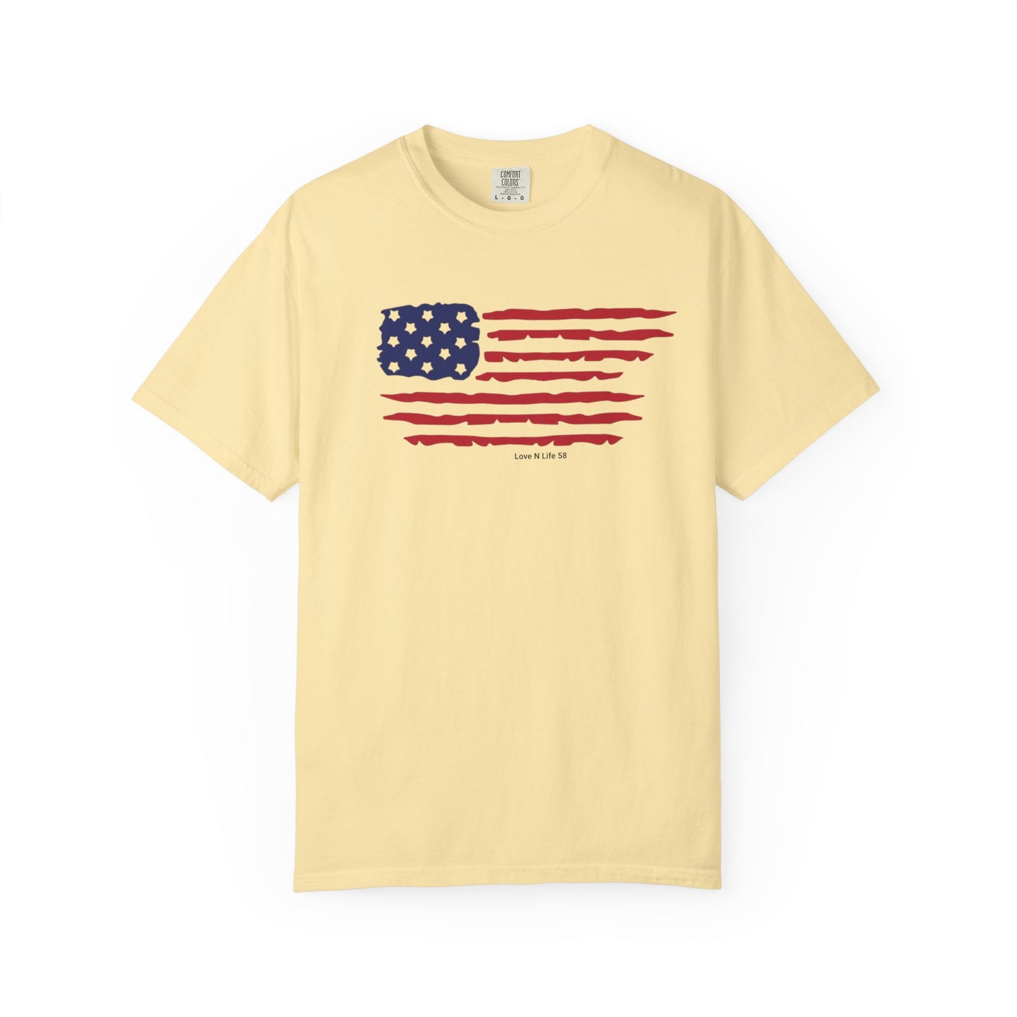 Patriotic Flag Love USA Tee - Comfort Colors