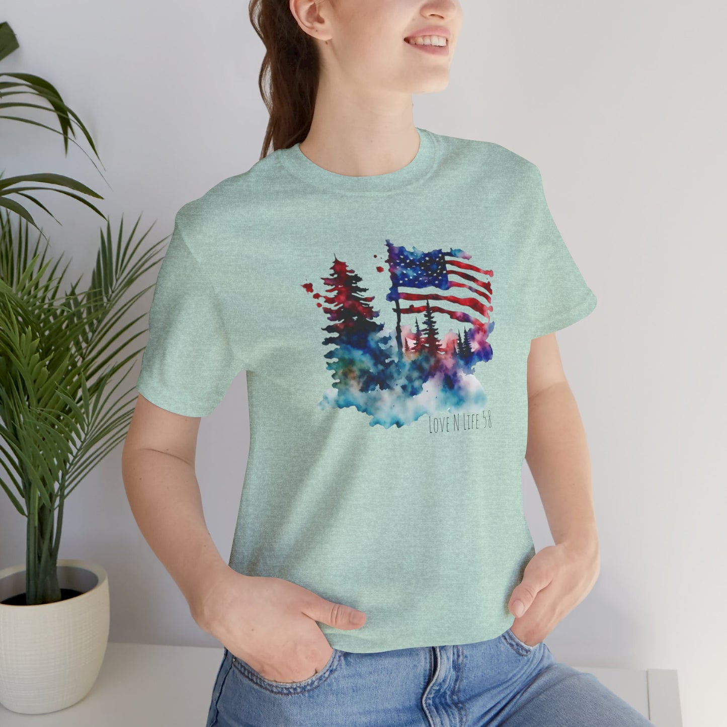 American Flag Patriotic LoveNLife58 Tee - Bella Canvas
