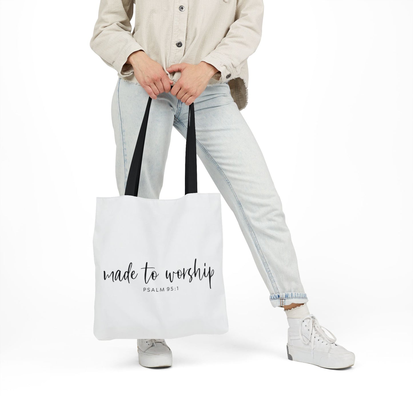 Inspirational Canvas Tote Bag - Faithful Design, Jesus Quote