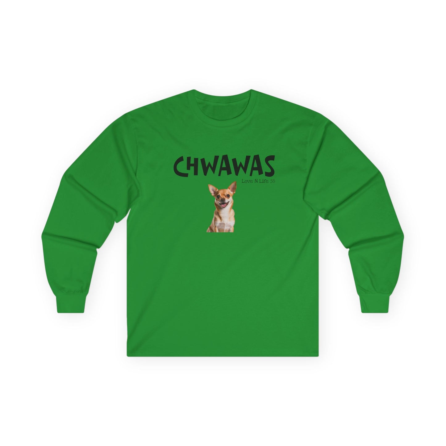 "CHWAWAS" -Chihuahua Graphic Long Sleeve Cute Dog Photo Tee