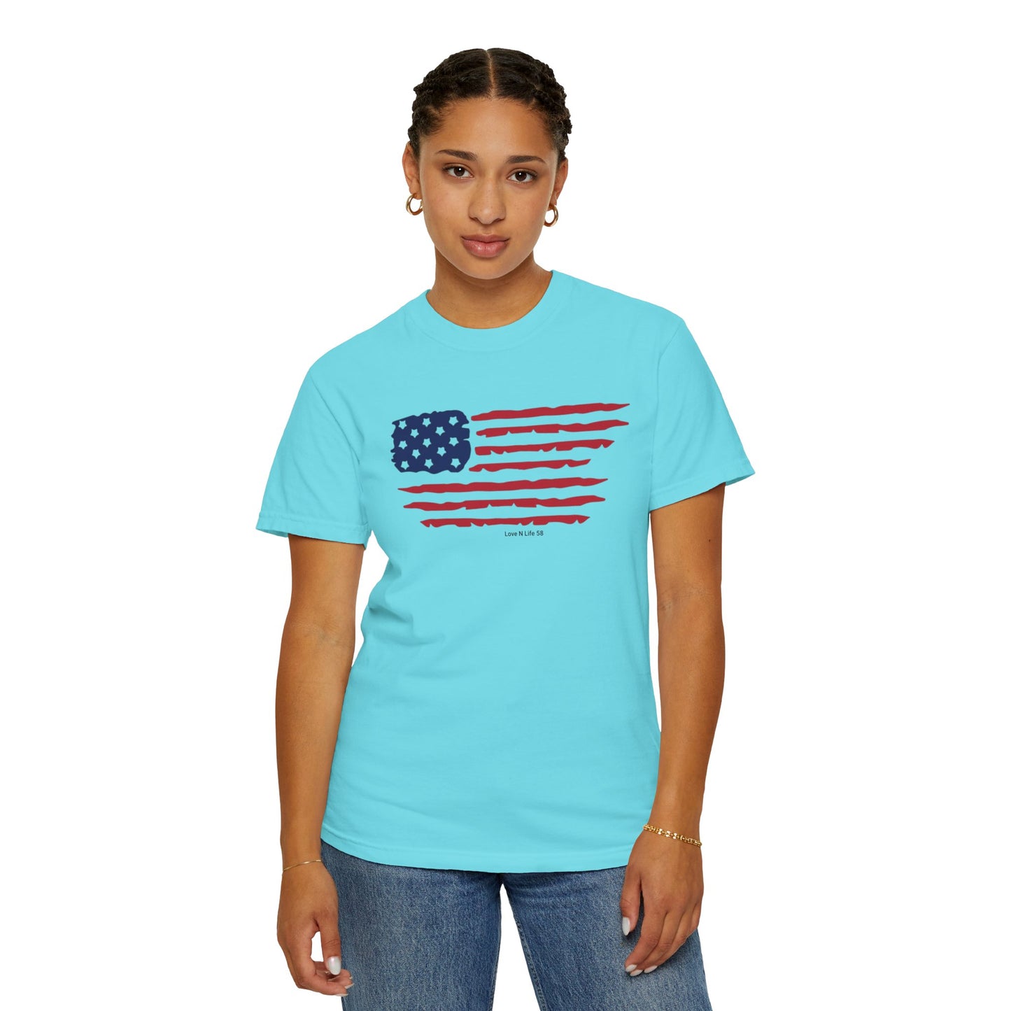 Patriotic Flag Love USA Tee - Comfort Colors