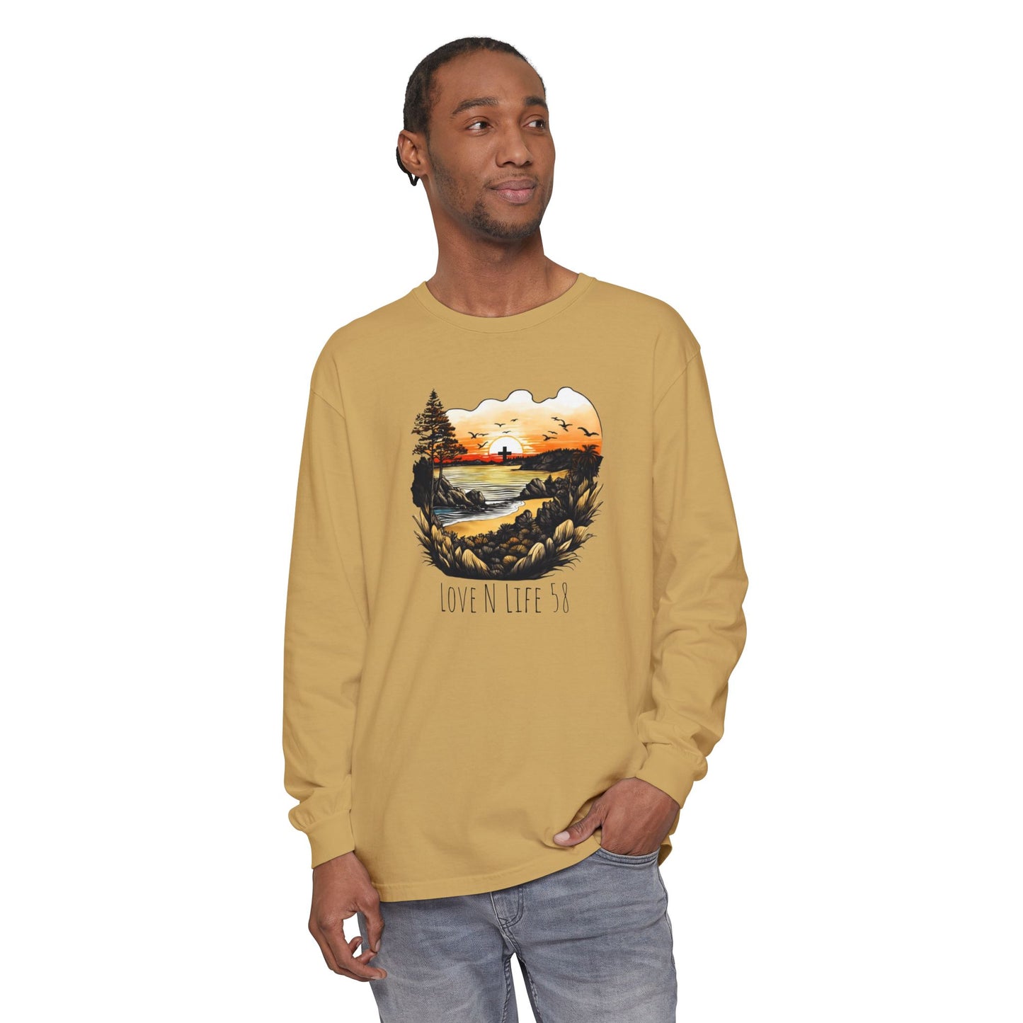 Sunset Cross - Comfort Colors Long Sleeve