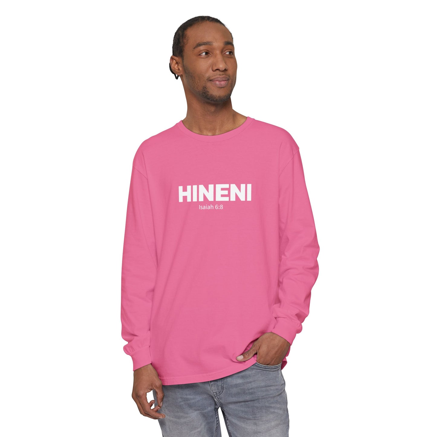 HINENI Isaiah 6: 8 Long Sleeve T-Shirt - Comfort Colors