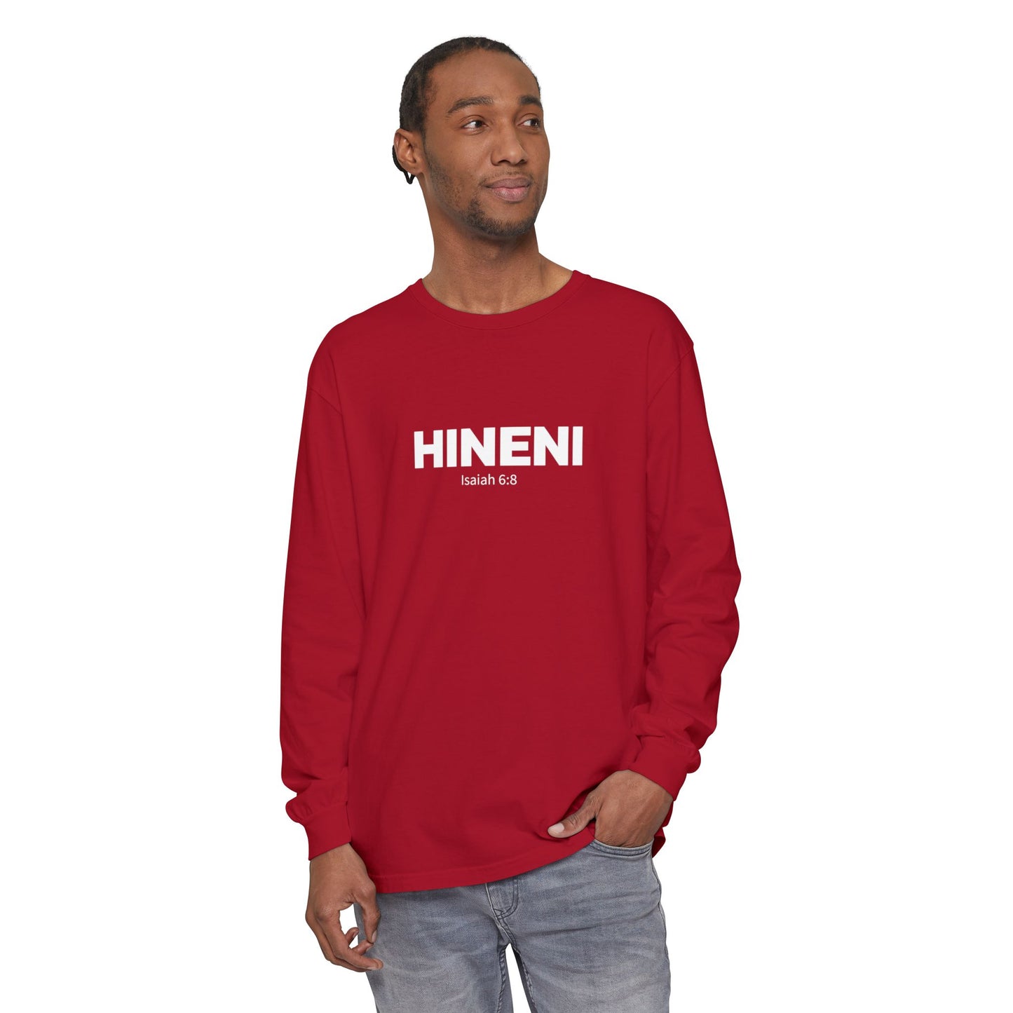 HINENI Isaiah 6: 8 Long Sleeve T-Shirt - Comfort Colors