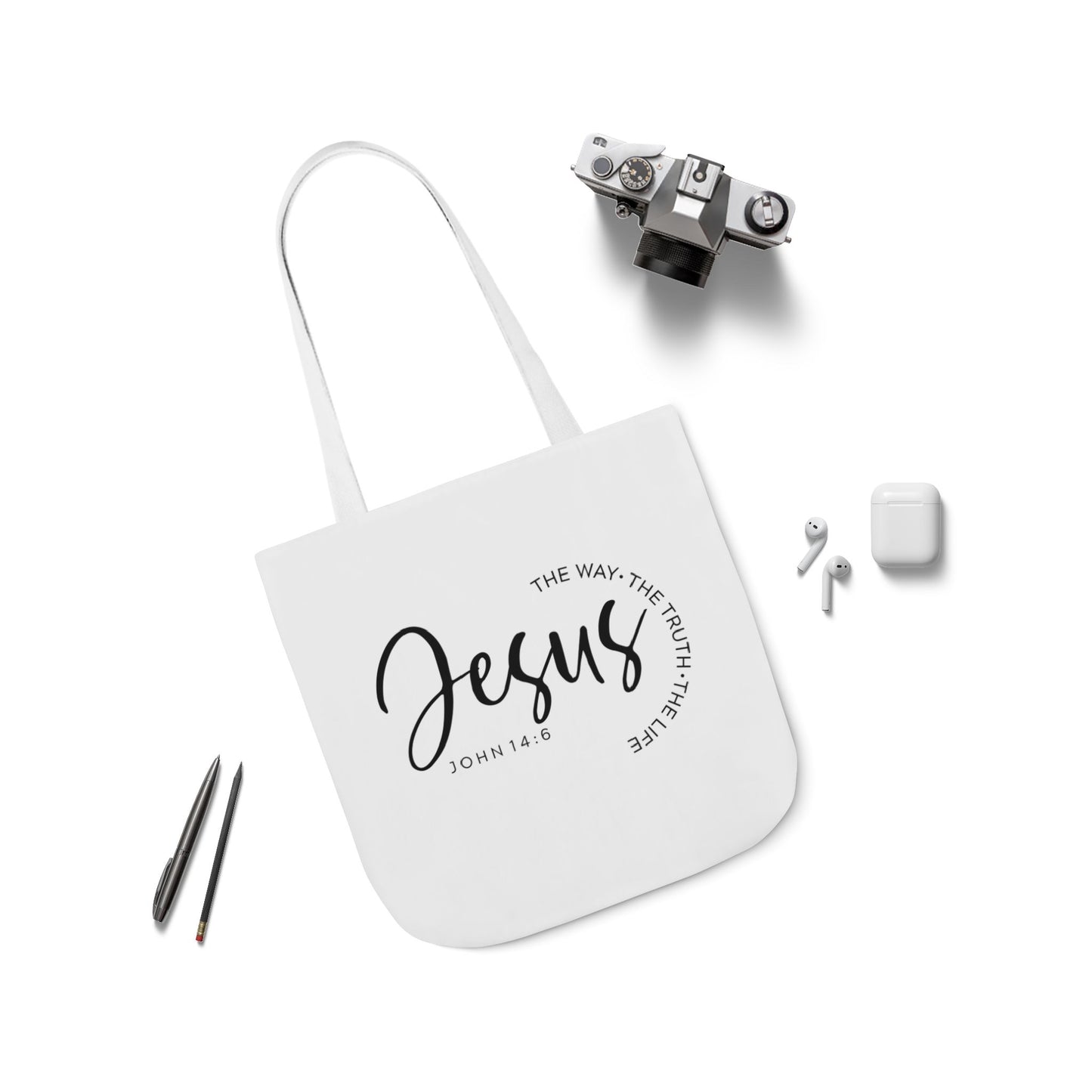 Inspirational Canvas Tote Bag - Faithful Design, Jesus Quote