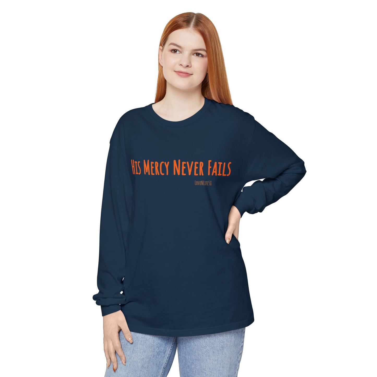 His Mercy Never Fails Tee - Comfort Colors Long Sleeve