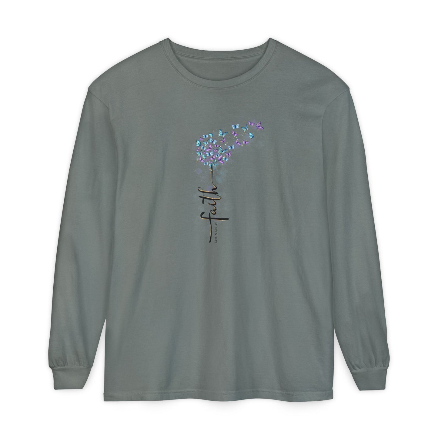 Faith Butterflies - Comfort Colors Long Sleeve