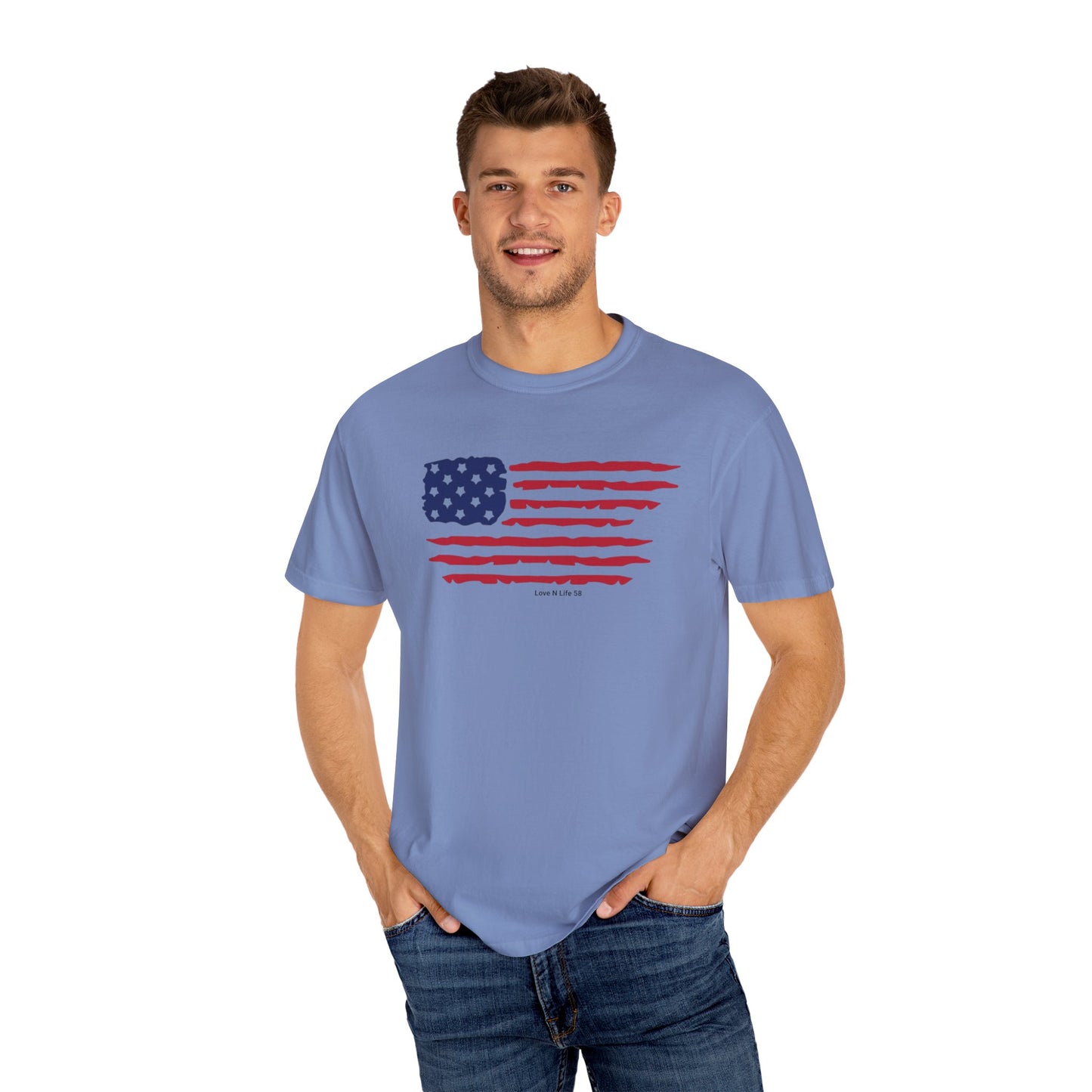 Patriotic Flag Love USA Tee - Comfort Colors