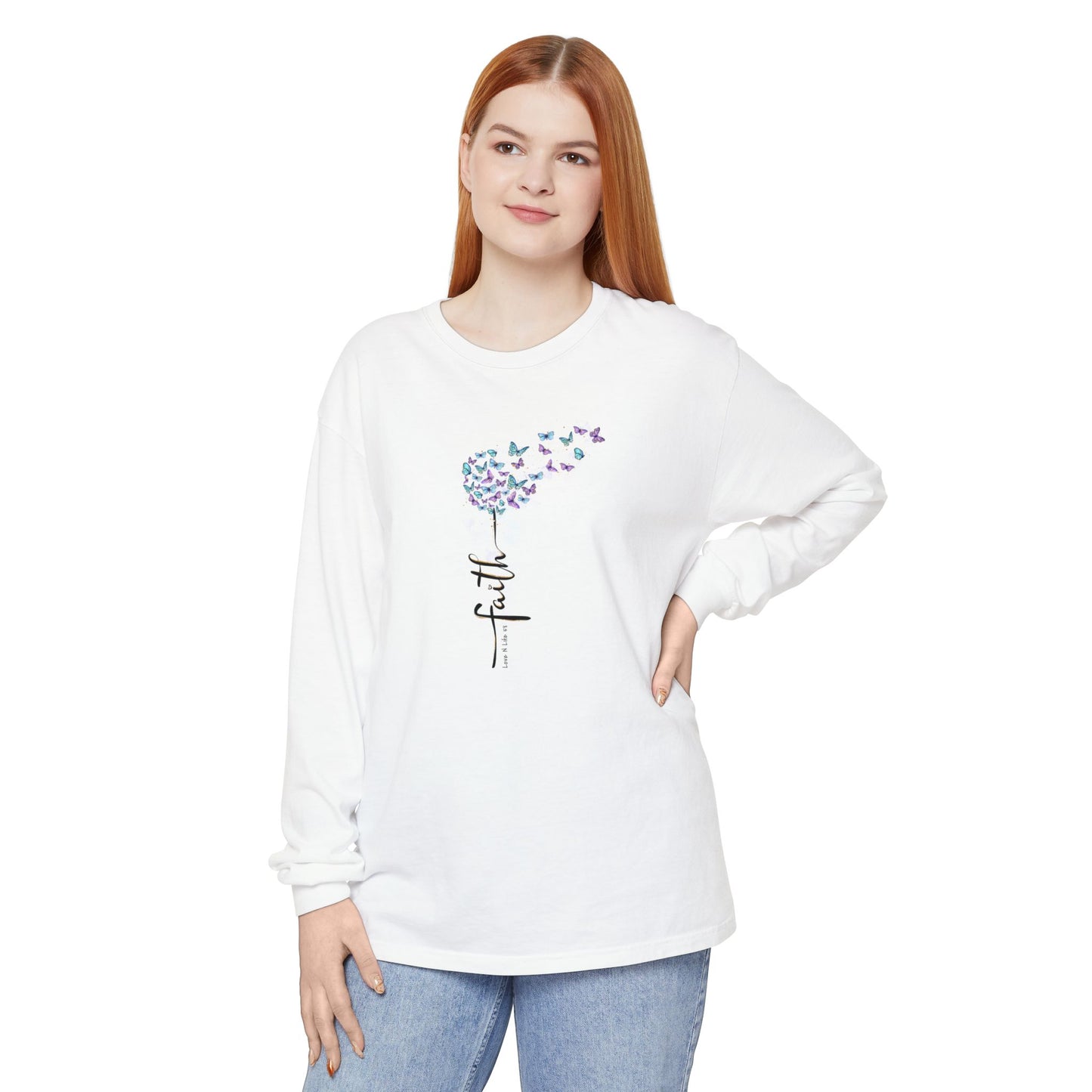 Faith Butterflies - Comfort Colors Long Sleeve
