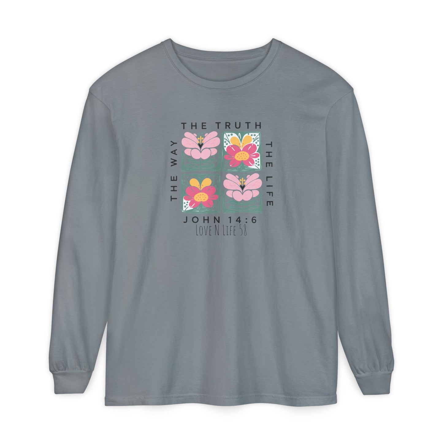 John 14:6 Floral Long Sleeve Tee — The Way, The Truth, The Life