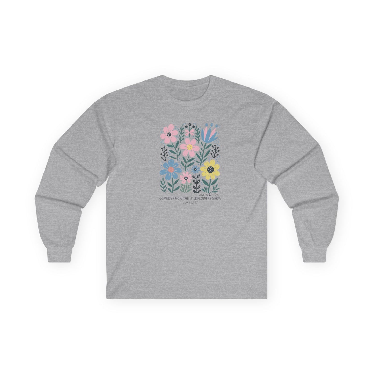 Floral Inspiration Long Sleeve Tee - Unisex Cotton Shirt Made in U.S.A.