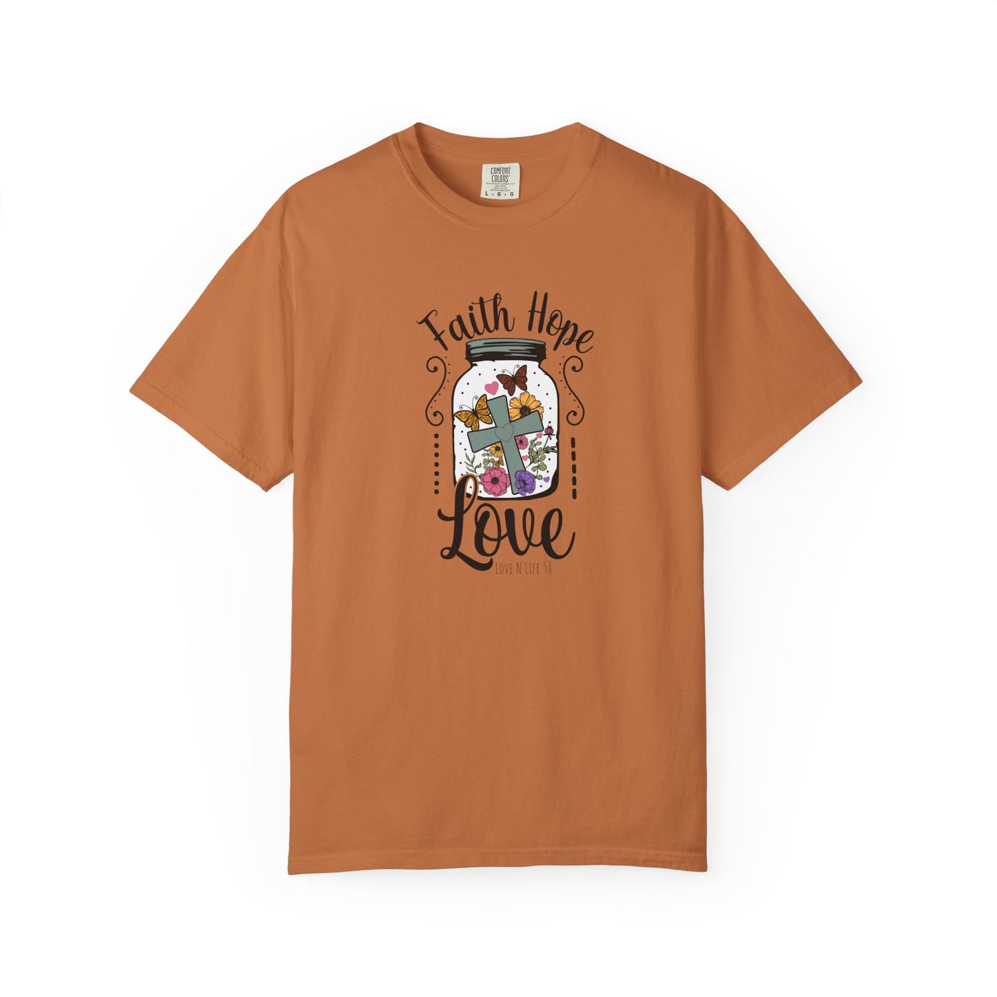 Faith Hope Love Butterfly in a Jar - Comfort Colors