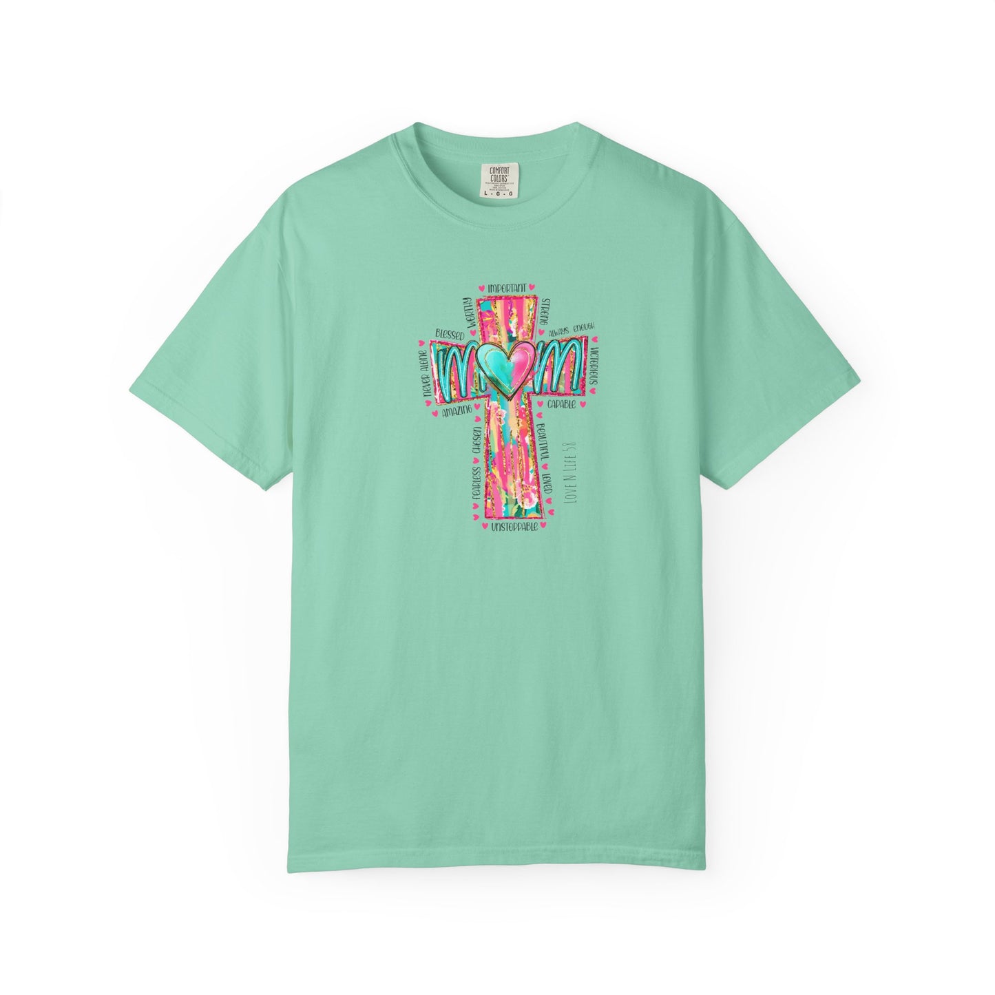 Colorful ‘Mom’ Cross Unisex Garment-Dyed T-shirt Color Comforts