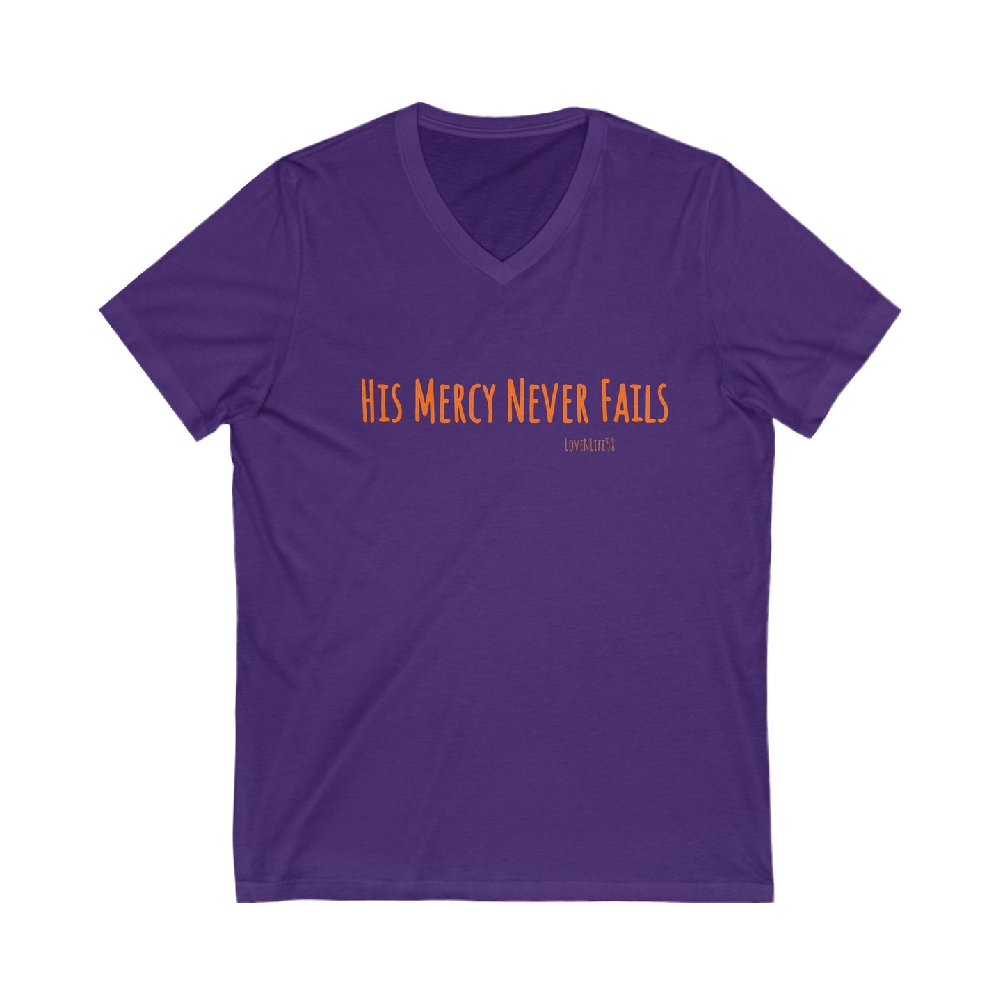 His Mercy Never Fails - V-Neck Bella Canvas
