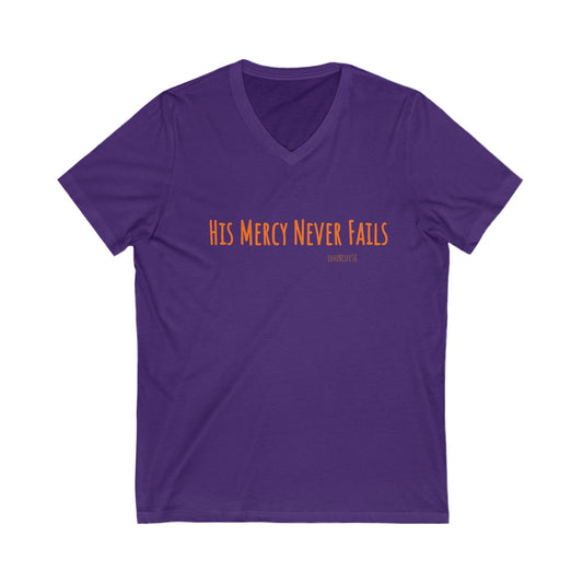 His Mercy Never Fails - V-Neck Bella Canvas