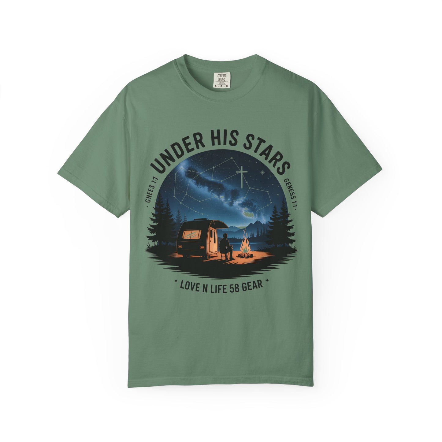 Under His Stars Short Sleeve Camping RV Tee