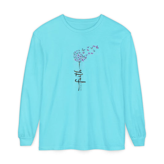 Faith Butterflies - Comfort Colors Long Sleeve