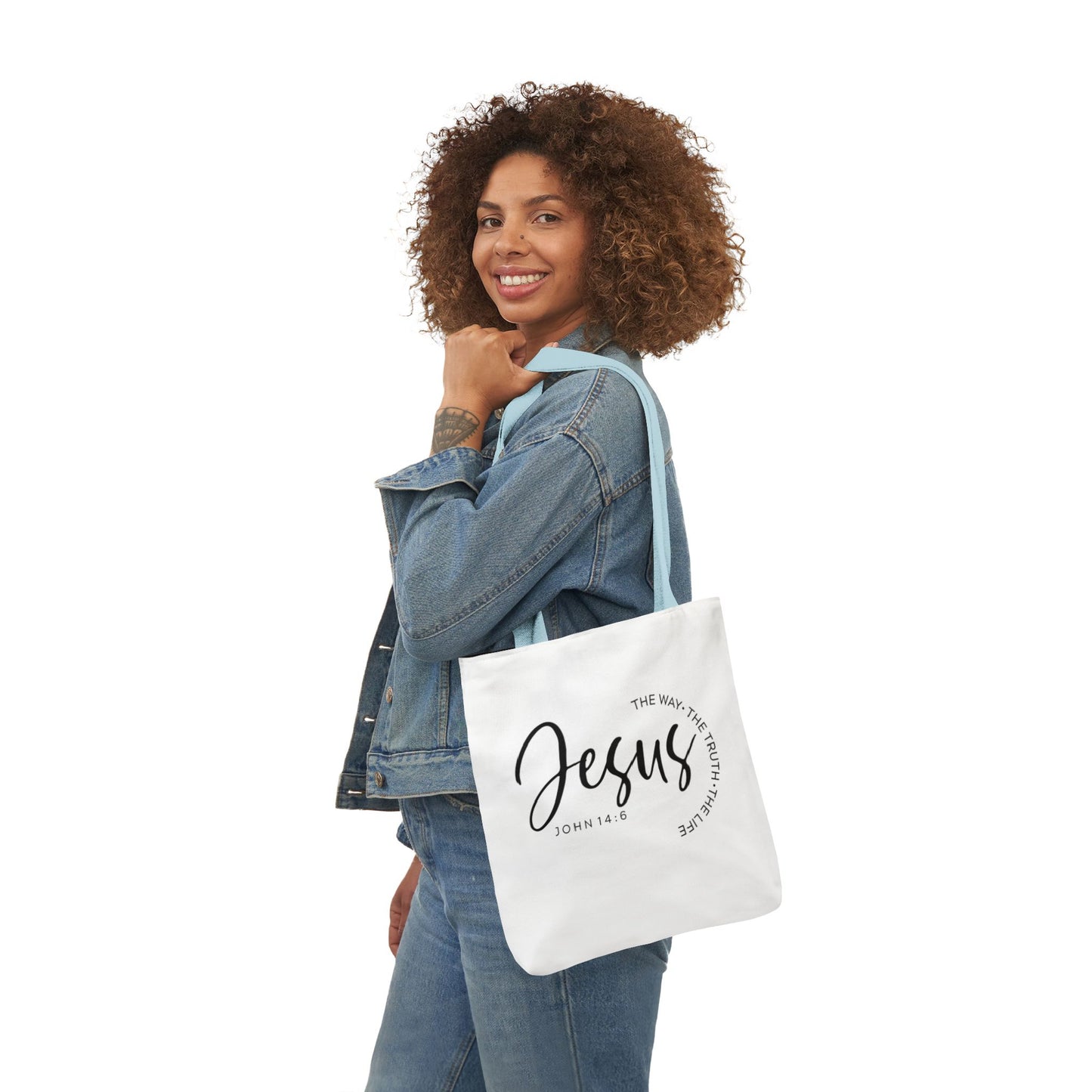 Inspirational Canvas Tote Bag - Faithful Design, Jesus Quote