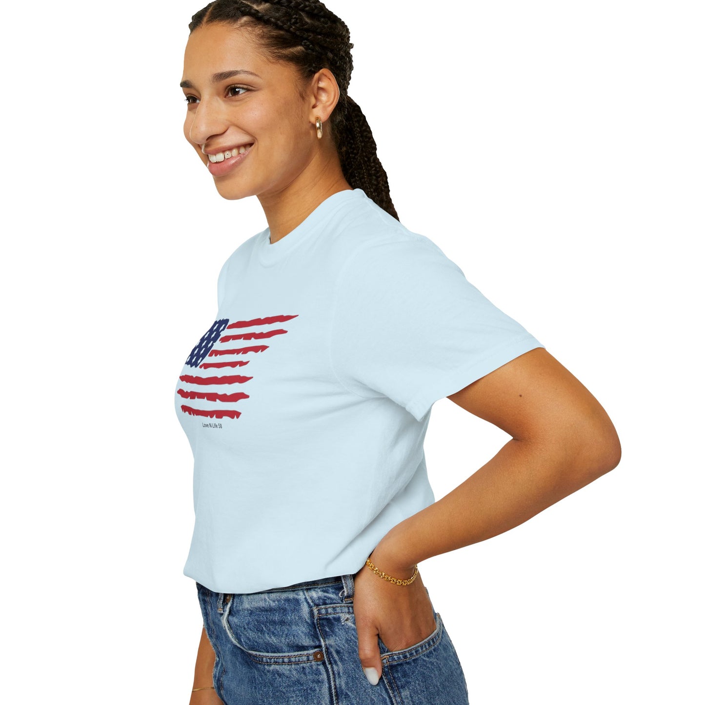 Patriotic Flag Love USA Tee - Comfort Colors