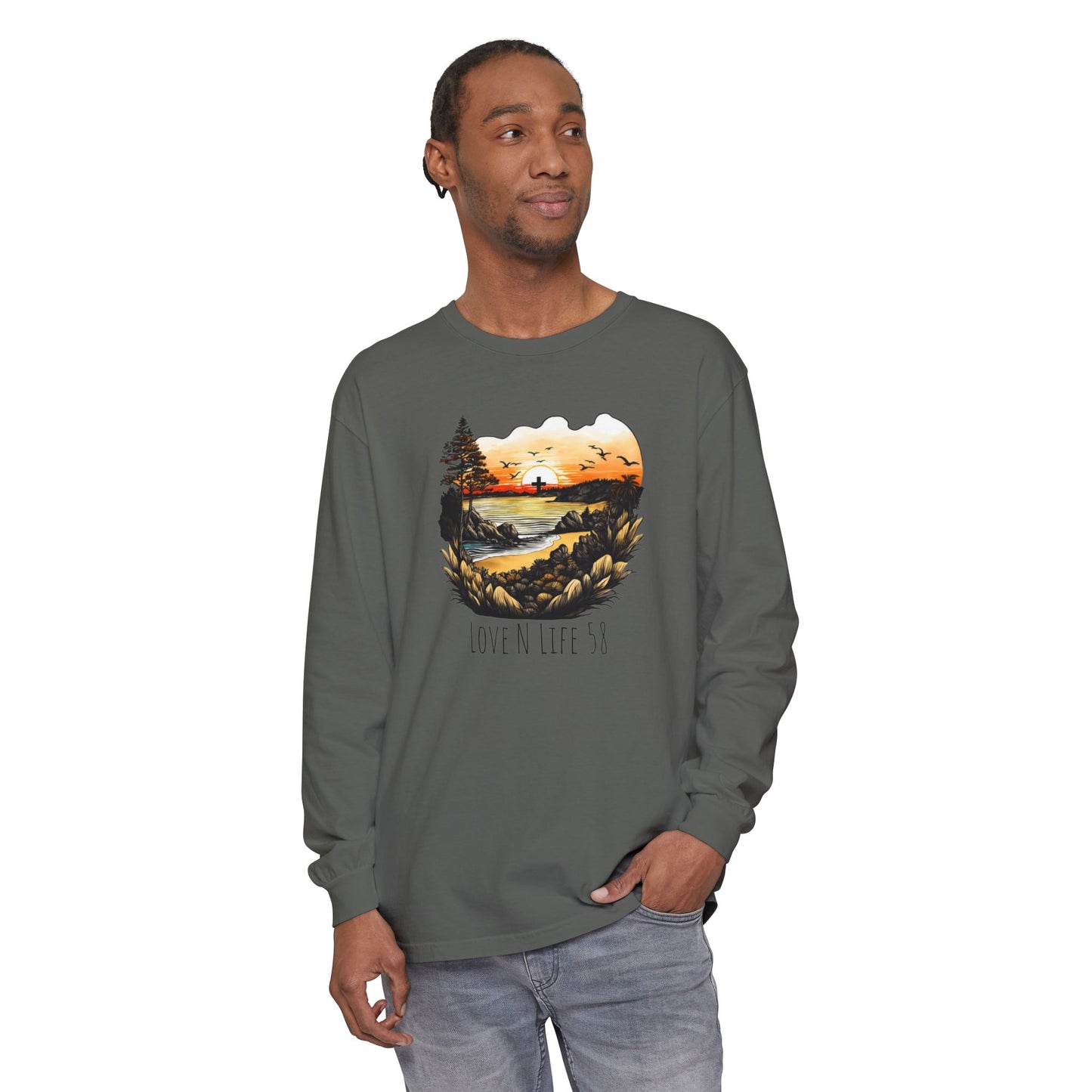 Sunset Cross - Comfort Colors Long Sleeve