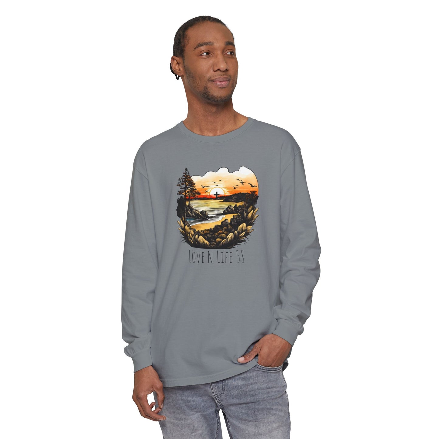 Sunset Cross - Comfort Colors Long Sleeve